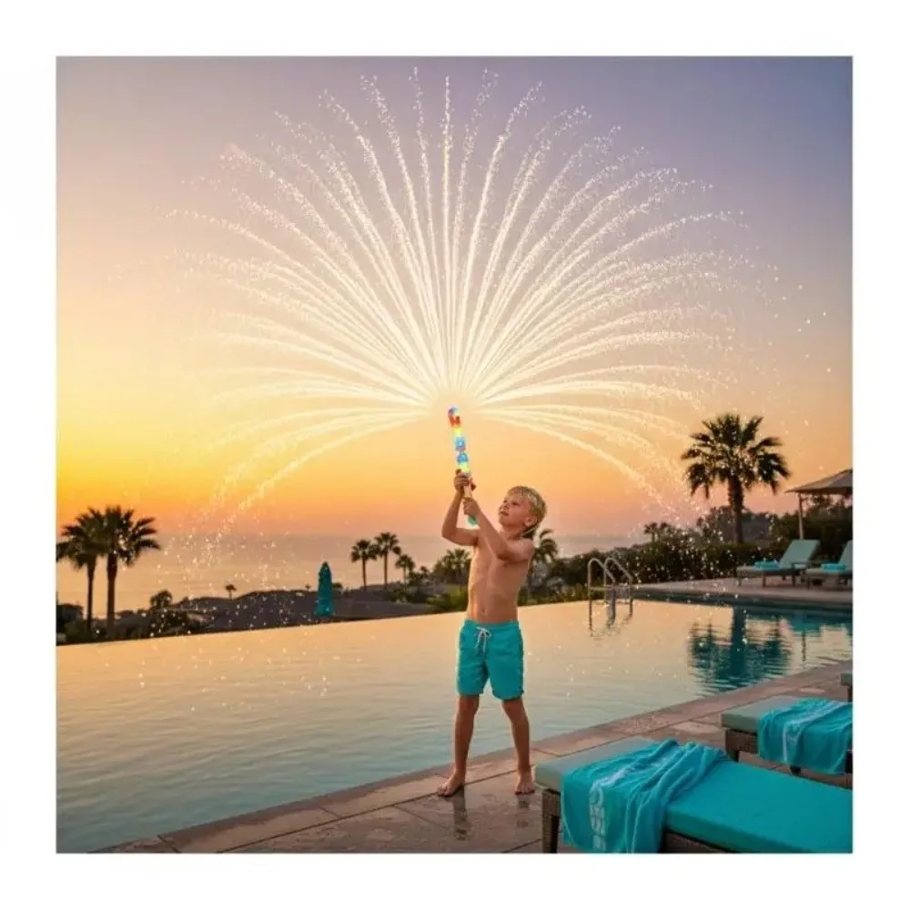 Fun 70 Hole Water Sprayer Pull-Out Rainbow Light LED Water Shell Glowing LED Water Squirter Summer Water Play