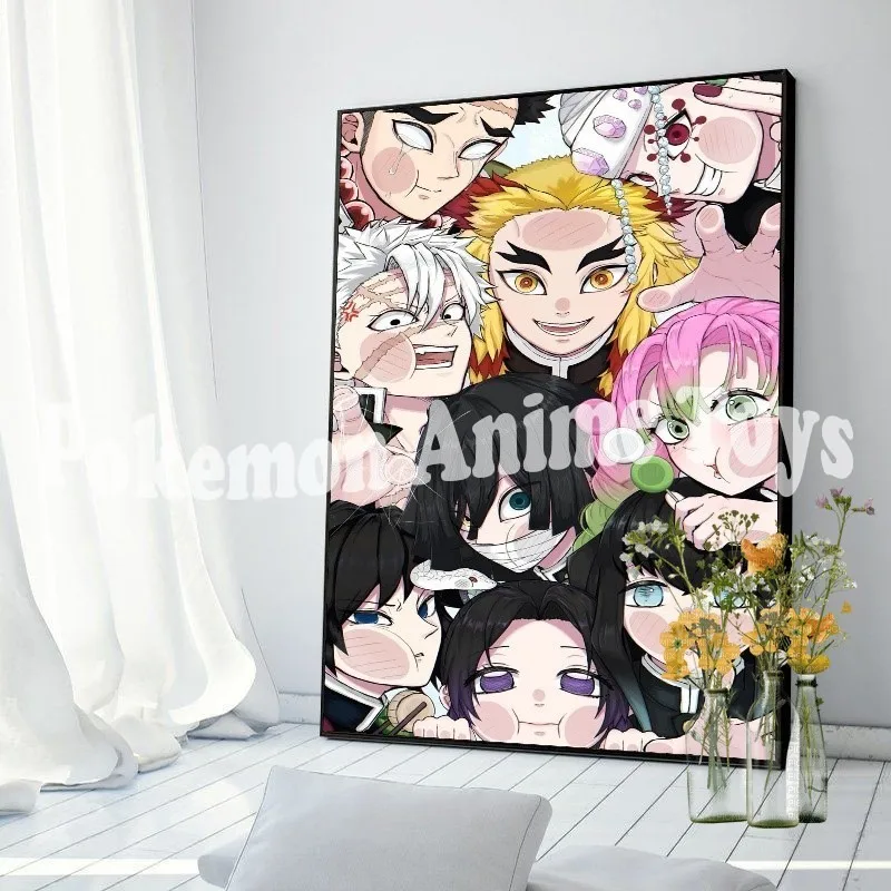 Anime Demon Slayer Canvas Poster Tanjirou Nezuko Kyoujurou Home Wall Art Painting Prints Pictures Kids Bedroom Decor Mural Gifts