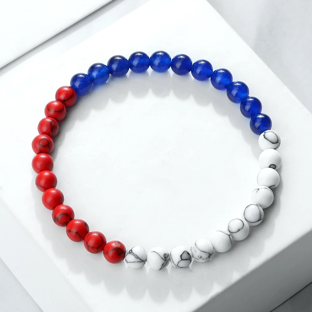 Classic Natural Stone Palestine Flag Bracelet Men Women National Flag Beads Bracelet Christmas Prayer Beads Worship Jewelry Gift - view 4