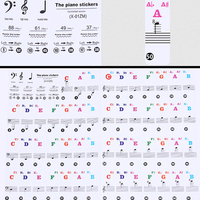 Decal Piano Stickers Learn Transparent Clear Digital Keyboard Removable Reusable Notes For 37/49/88/61/54 Keys