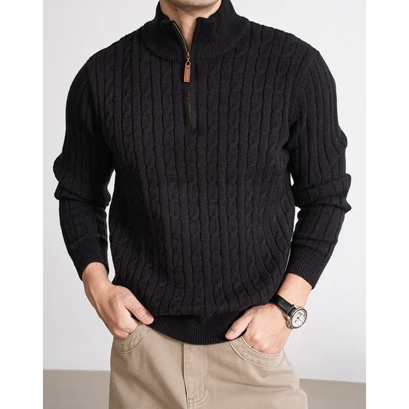 Men's Half-High Sweater Autumn Winter Thickened Fashion Top Men