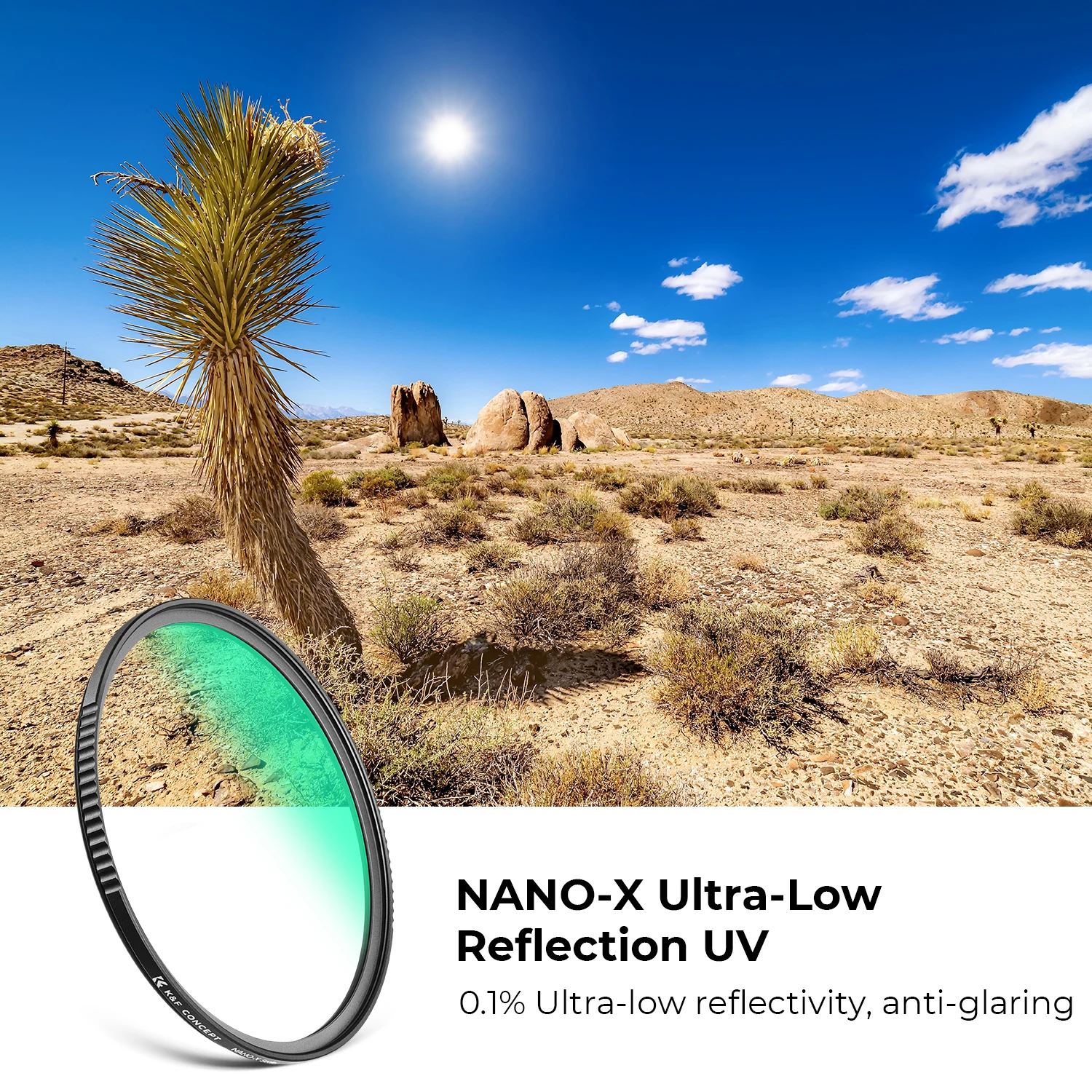 K&F Concept Ultra-low Reflection UV Filter with 28 Multi-Layer Coatings MRC Optical Glass 37-95mm for Camera Lens Nano-X Series