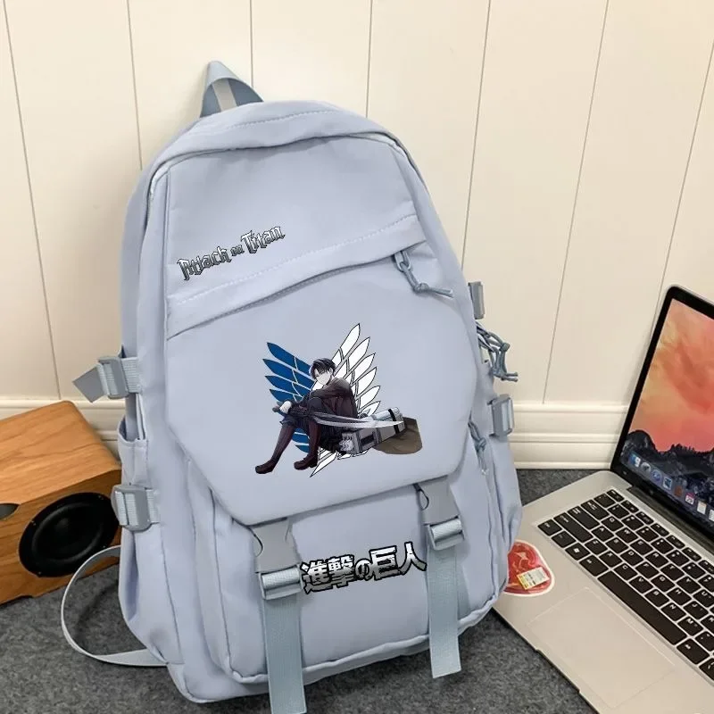 

32×45×14cm Black Blue White, Attack On Titan, Shingeki no kyojin, Anime, Student Kids Teens School Bags, Backpacks, Girls Boys