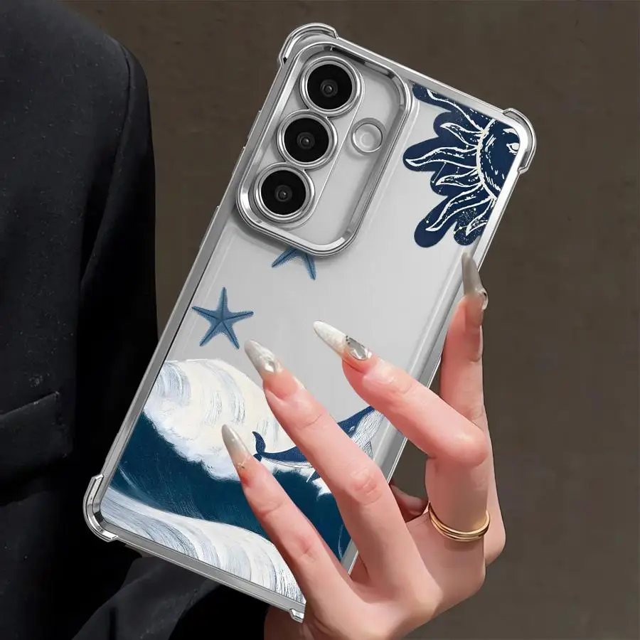Phone Cover Case for Samsung Galaxy S26 Ultra S20 FE S22 S21 Plus S24 S23 S25 Edge Whale Pattern
