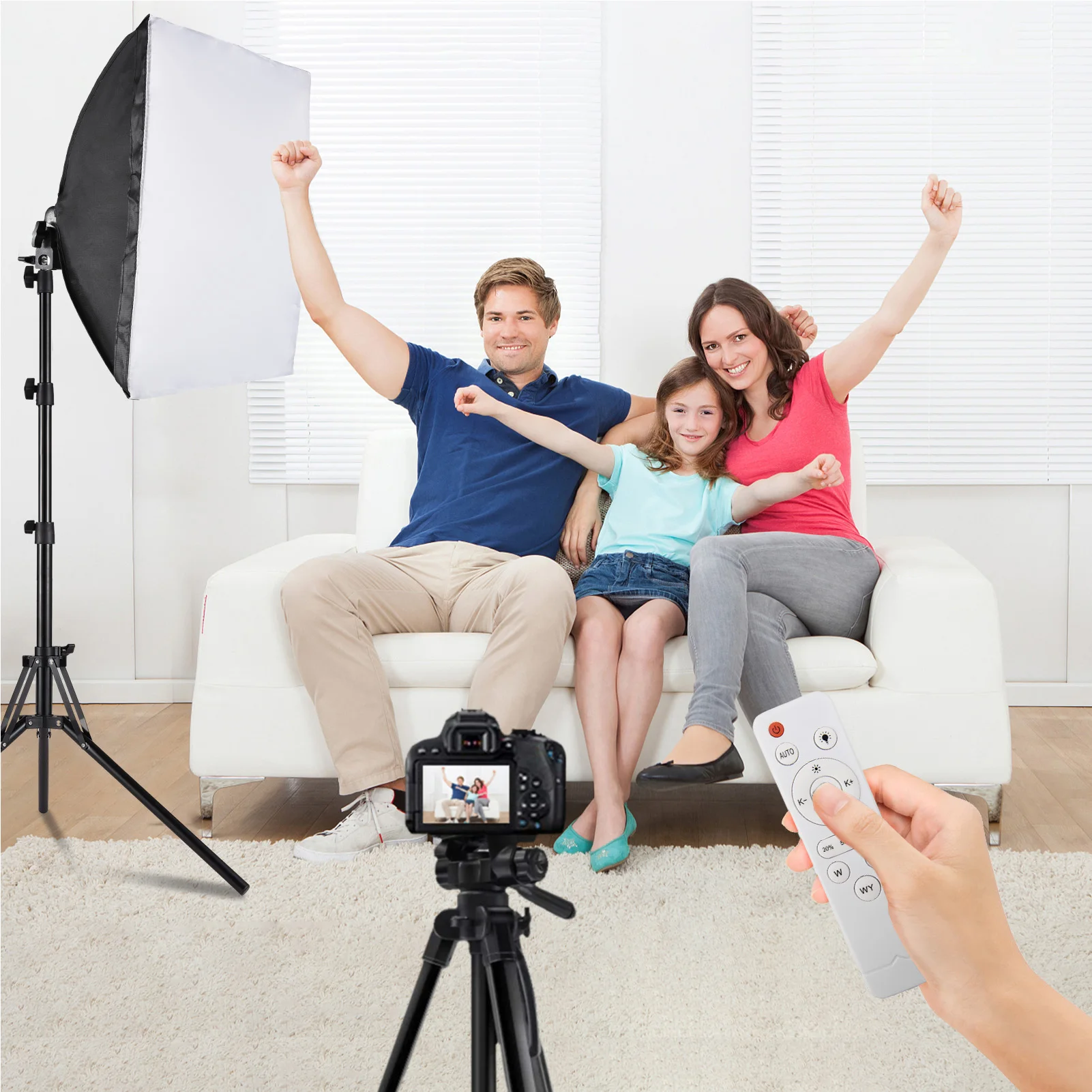 Studio Photography Light Kit Softbox Lighting Set Including LED Light + Softbox + Light Stand + Remote Control + Carry Bag