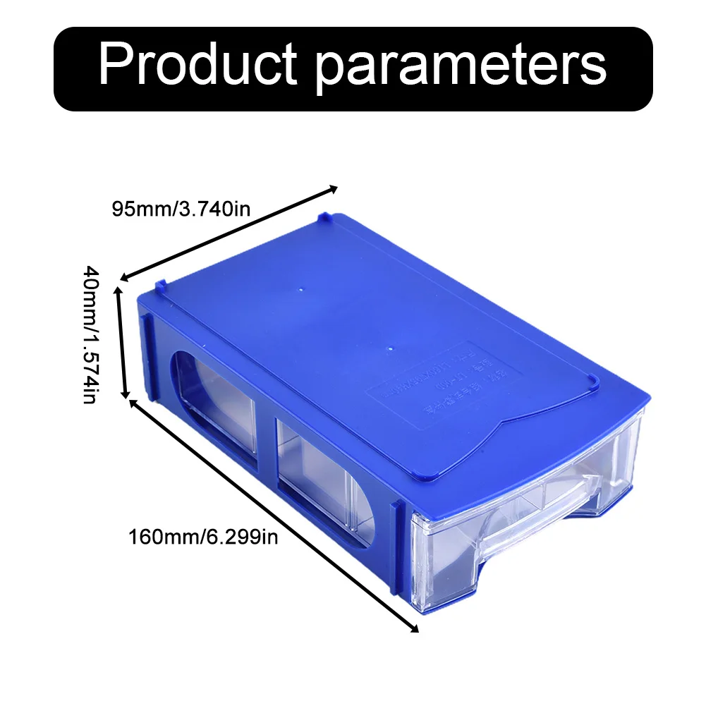 1pcs Stackable Plastic Hardware Parts Storage Boxes Component Screws Toolbox PE 160X95X40mm Blue/transparent Packaging Storage
