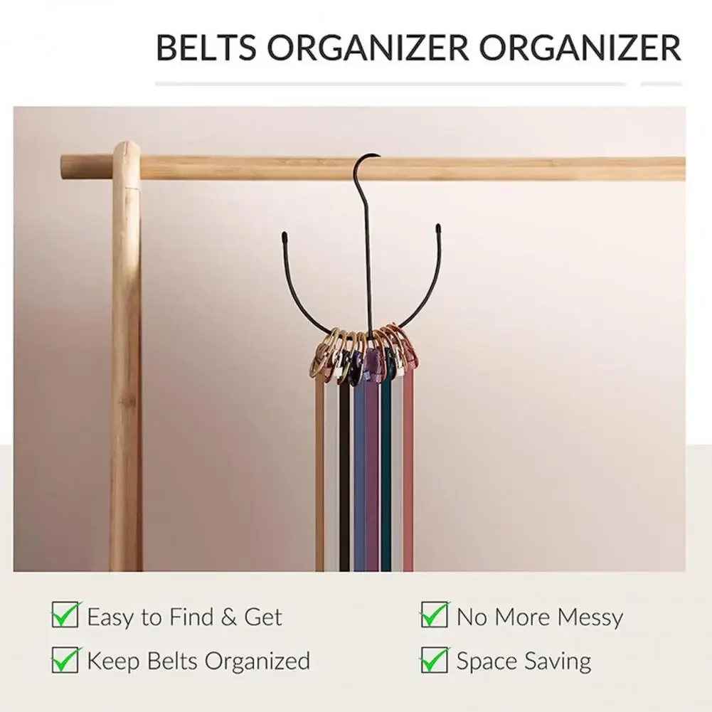 Belt Hanger U Shaped Heavy Duty Iron Multifunctional Space Saving Tie Scarf Camisole Hat Bag Hook Organizer Home Room Supplies