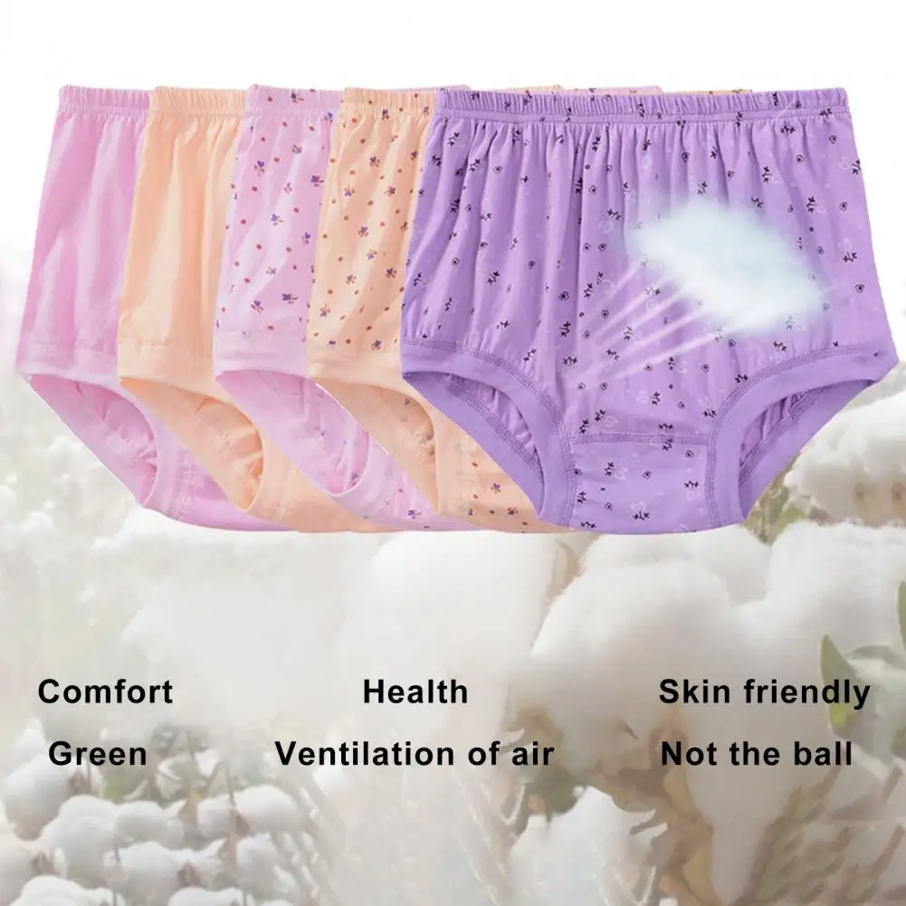 Plus Size Triangle Underwear Comfortable Cotton Panties for Mid-aged Women Elastic Waist Plus Size High Waist for Mother