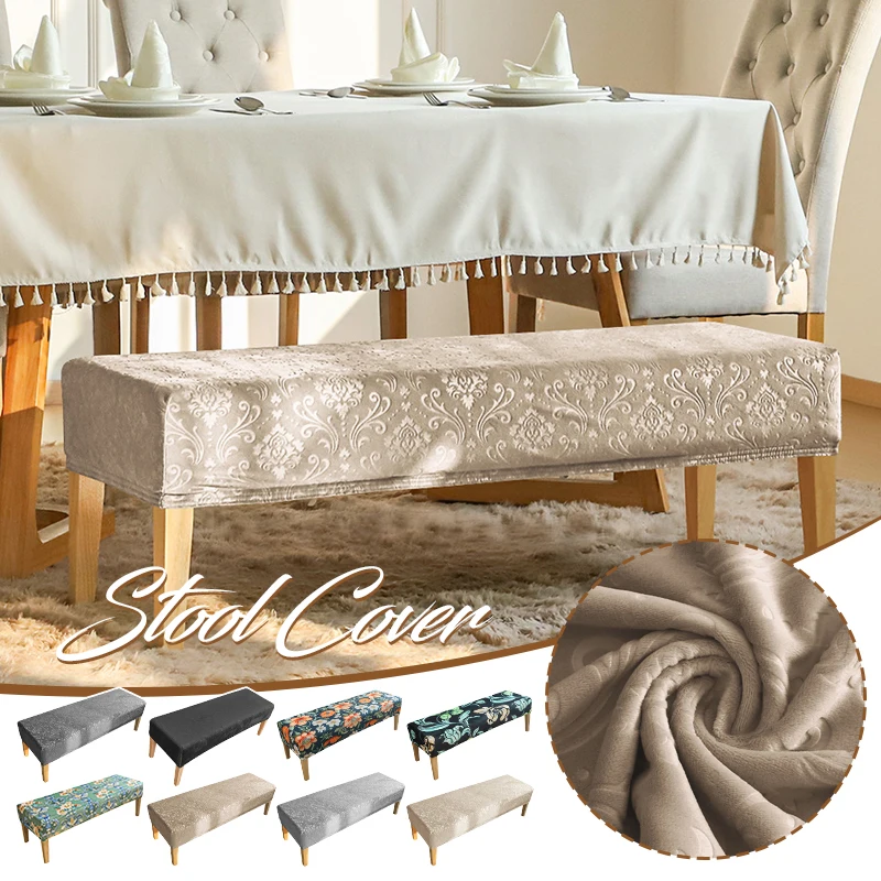

Velvet Jacquard Piano Bench Cover Stretch Bench Seat Protector Elastic Living Room Anti-Dust Long Bench Slipcover