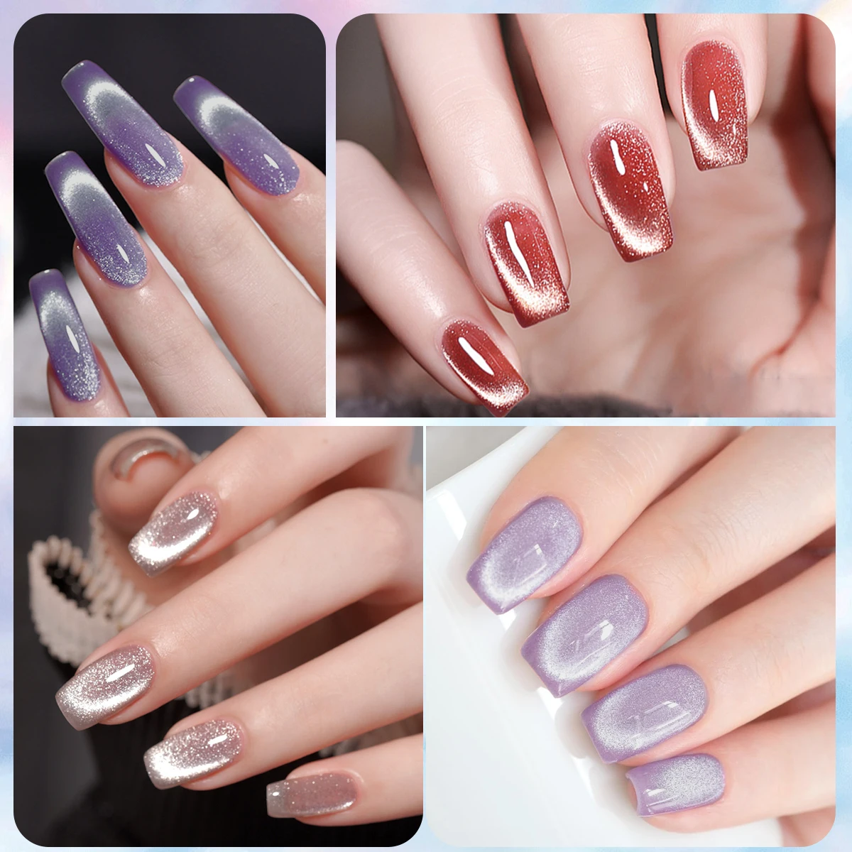 12 color LED cat's eye gel - vibrant rainbow, including magnetic stick for convenient application - very suitable for nail enhan