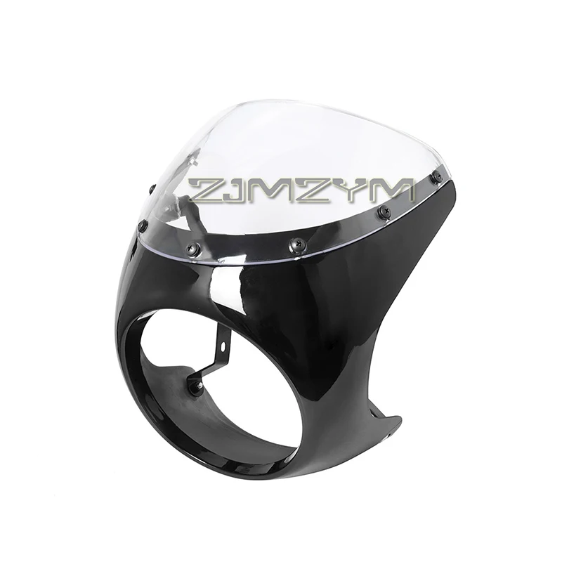 Vintage Motorcycle Modified Headcover Bright Black/Matte Black Deflector Hood Motorcycle Front Mask Headlight Fairing Cover