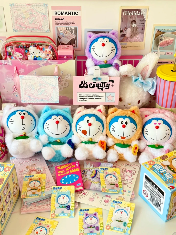 Authentic Doraemon Wishing Lucky Cat Plush Blind Box Trendy Cute