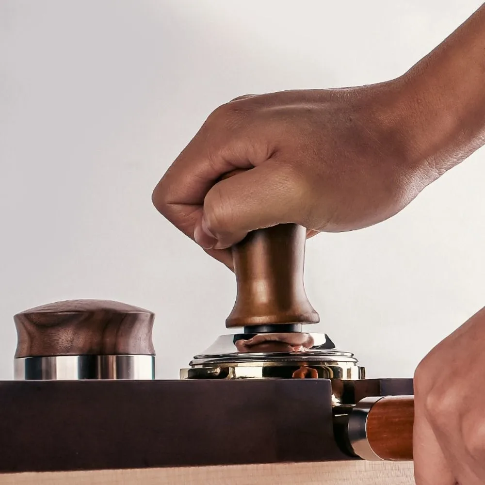 51/53/58MM Coffee Tamper Flat/threaded Bottom Self-rebounding Coffee Leveler Wood Handle Springs Design Coffee Powder Press - view 5