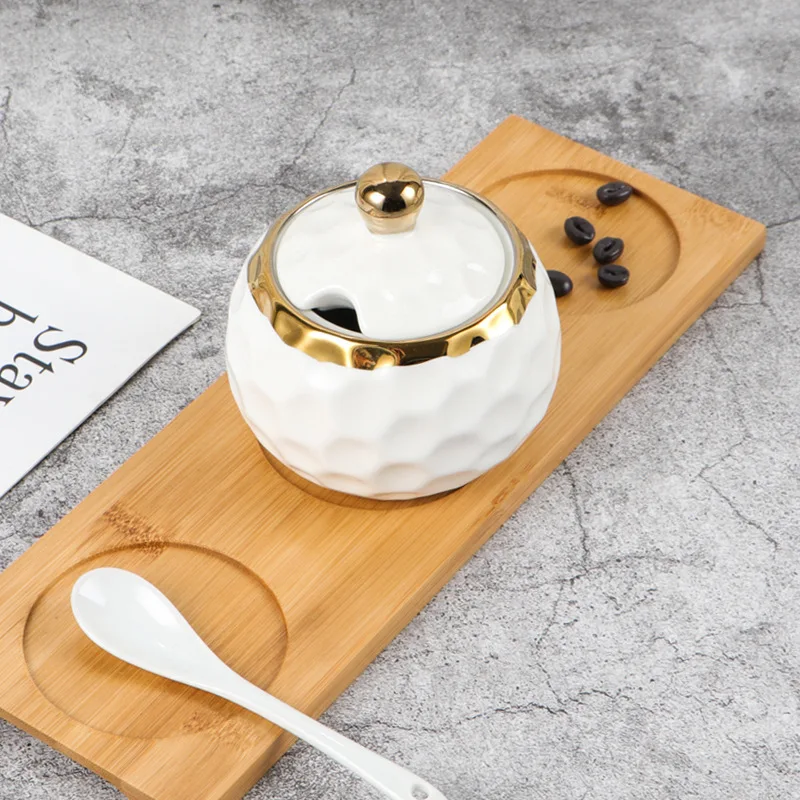 European Style Diamond Shaped White Ceramic Spice Box Kitchen Salt Jar Pepper Box Nordic Food Storage Container Kitchen Utensils