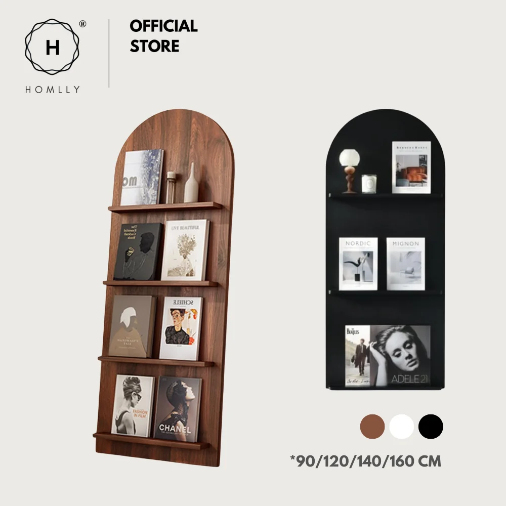 homlly-nuii-ミッドセンチュリー無垢材スタンディングマガジンディスプレイラック