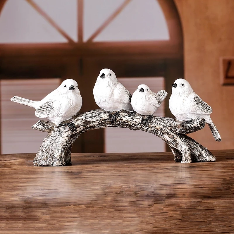 Retro Resin Bird Figurines Home Decoration Sculpture Accessories Party Crafts for Living Room Shelves Ornaments Gift