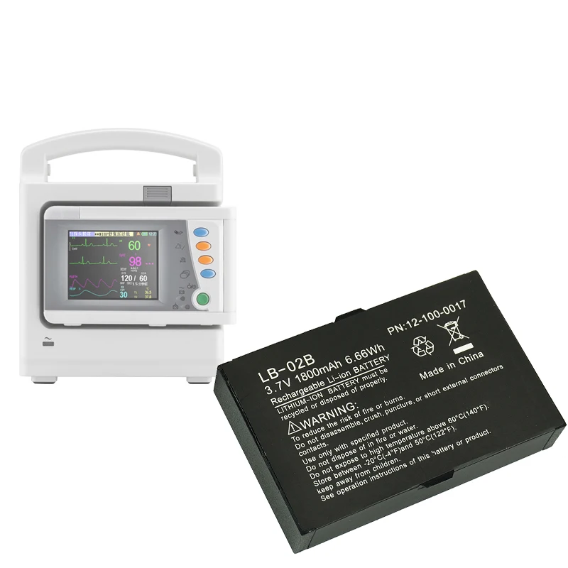 Li-ion 3.7V 1800mAh Replacement Lithium LB-02B Me di cal Battery for BI OLI GHT AnyYiew A2 Vi tal Sig ns Mon itor