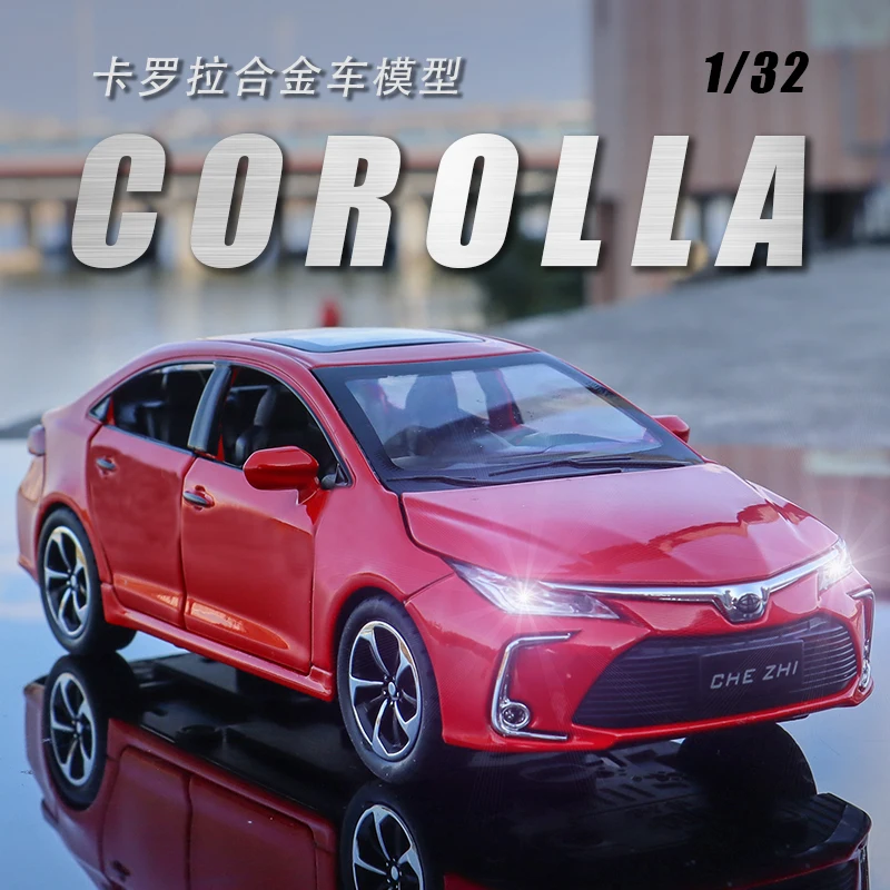 1:32 Toyota Corolla coche de aleación híbrido Diecasts y vehículos de juguete modelo de coche sonido y luz coche extraíble juguetes para niños regalos