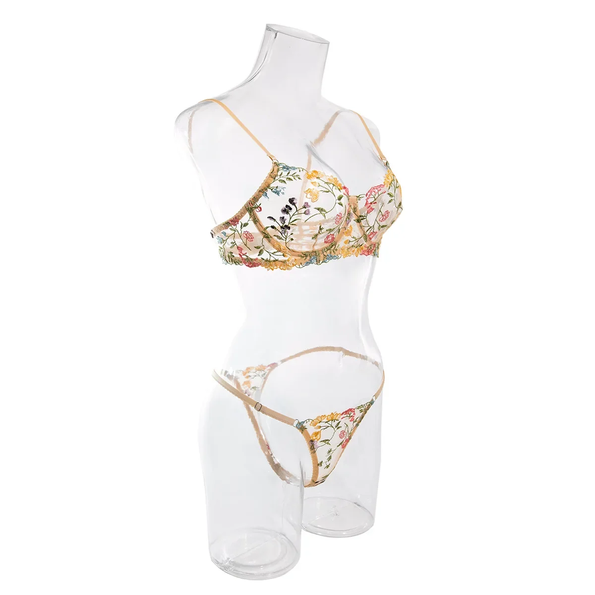 

Women Lingerie Set Cute Push Up Strappy Embroidered Sheer Mesh Lingerie Set 2pcs Panty Bra Lingerie For Women LenceríA