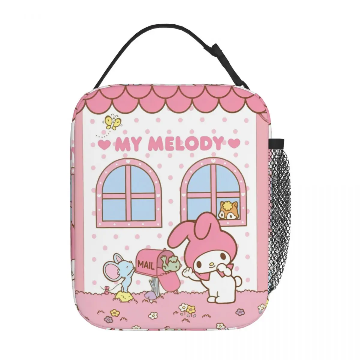 Sanrio Kawaii My Melody Insulated Lunch Bags Cooler Meal Container Anime Large Tote Lunch Box Food Bag College Outdoor