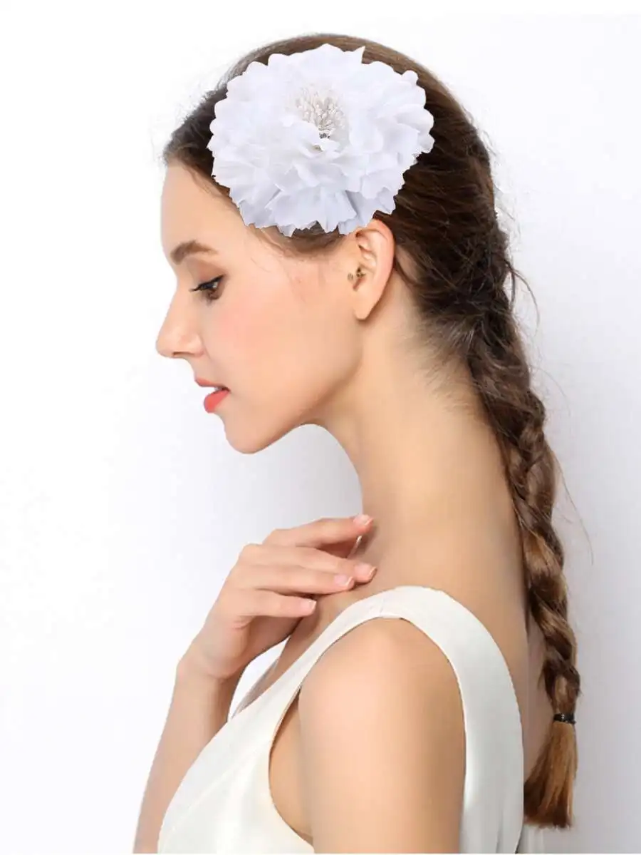 

Black Peony Flower Hair Clip Brooch For Women Wedding Bridal Bohemian Vintage Hair Accessory