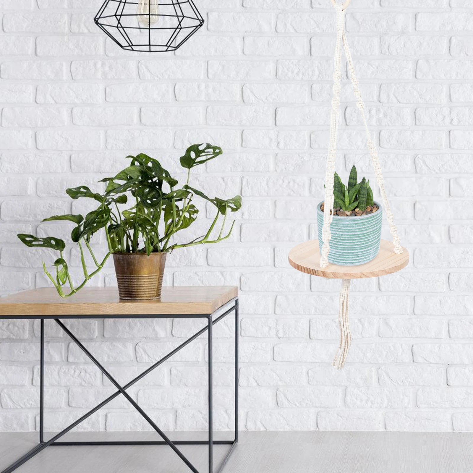 

Woven Tapestry Flower Stand Flowerpot Shelf Indoor Wall Rack Bonsai Holder Artificial