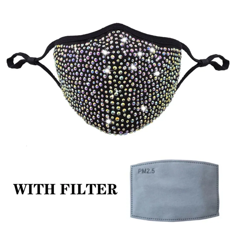 Bling Sequined Mask Decoration Elastic Mask Jewelry For Women Fashion Rhinestone Unisex For Halloween Costume Cosplay Face Mask