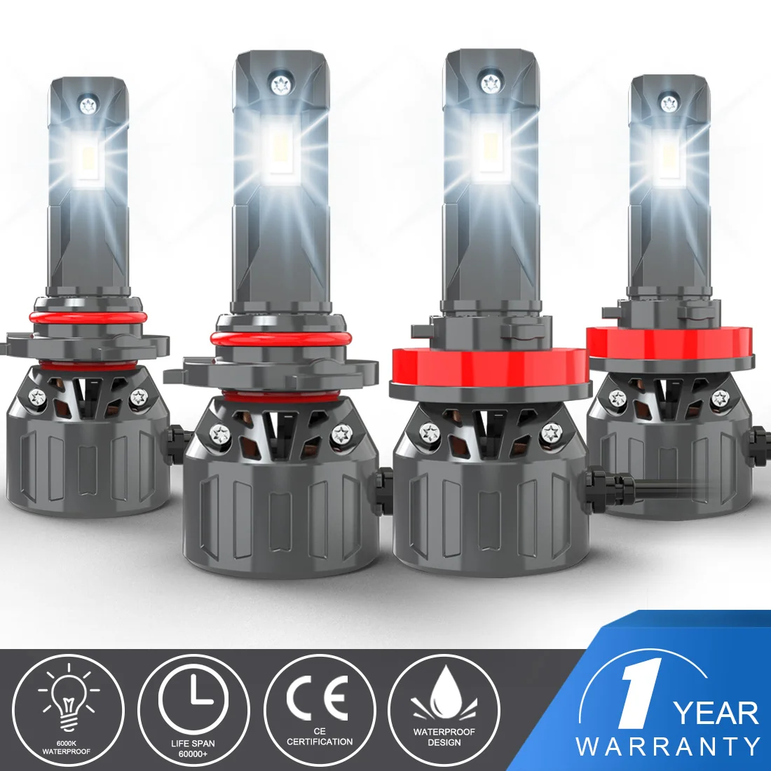 

OUSHI 2pcs Car Headlight Bulb H7 Led High Low Beam Headlight Canbus H1 H3 H4 Replacement Plug and Play with Fan 9005 9006 9012