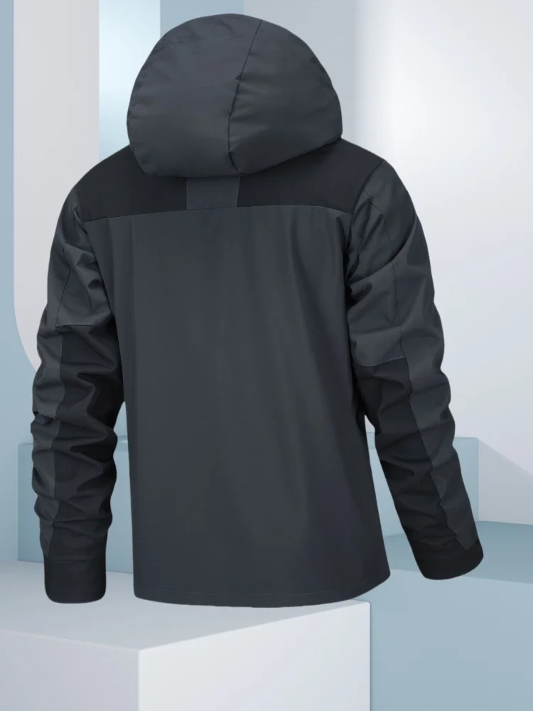 2025 Autumn Spring Men's Oversize Clothing Casual Waterproof Windbreaker Jacket Full Zip Up Hooded Outdoor Hiking Coat Man