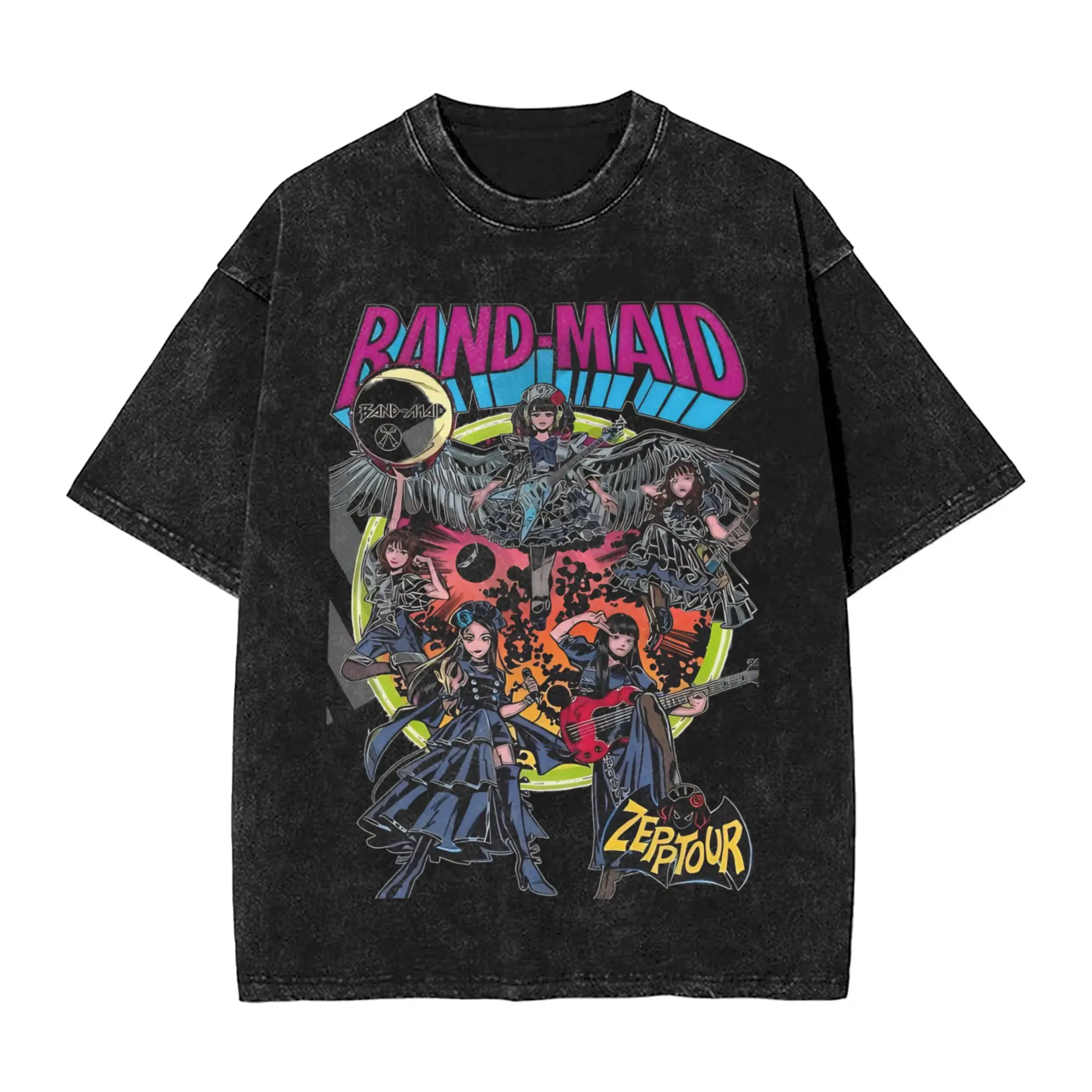 Band Maid Tokyo Metal Queens T Shirt Hip Hop Washed 100% Cotton High Street T-Shirts for Men Women Streetwear Printed Tee Shirt