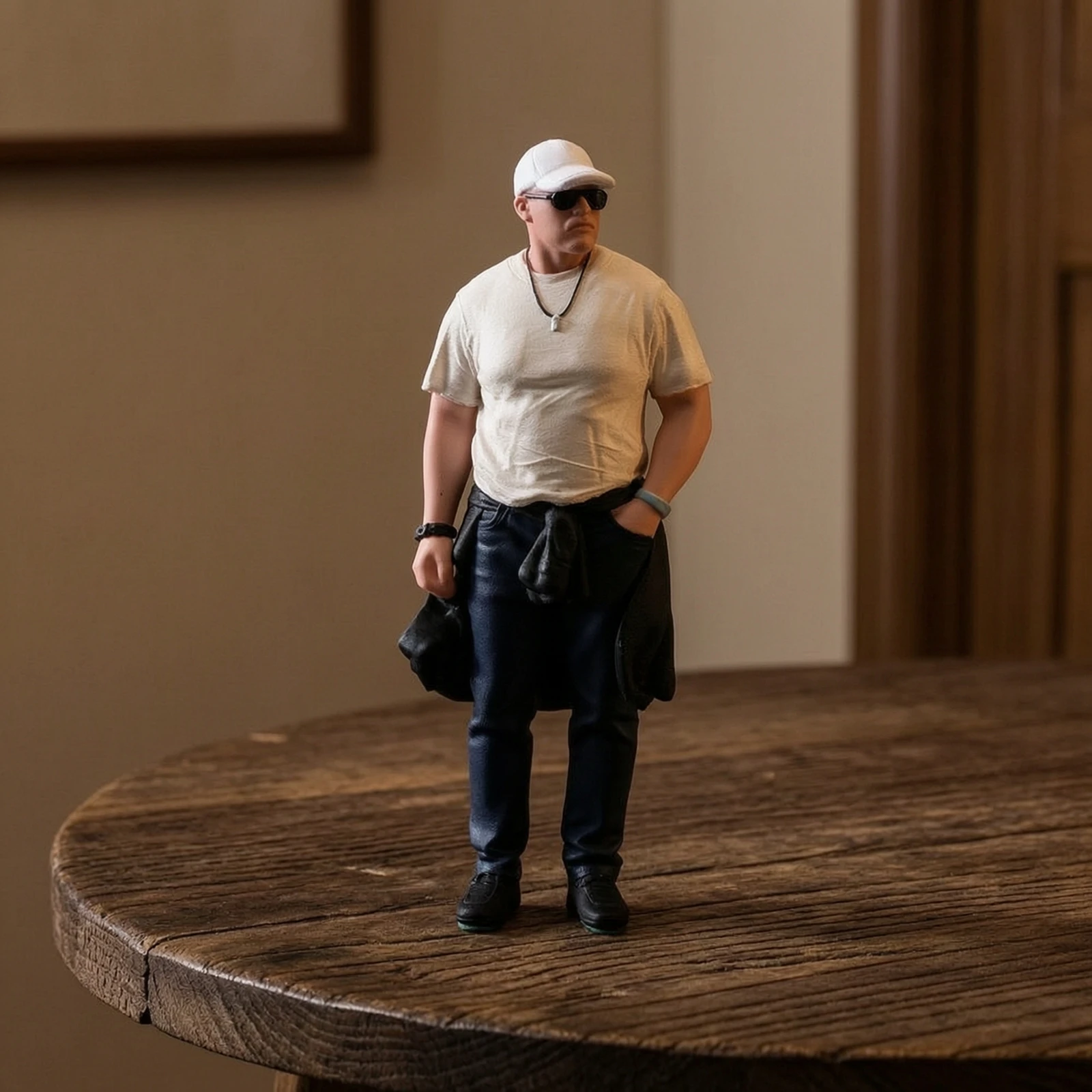 Miniature Male Figure Detailed Male Figurine Miniature with Sunglasses Realistic Sunglasses Casual for Collectors, Diorama