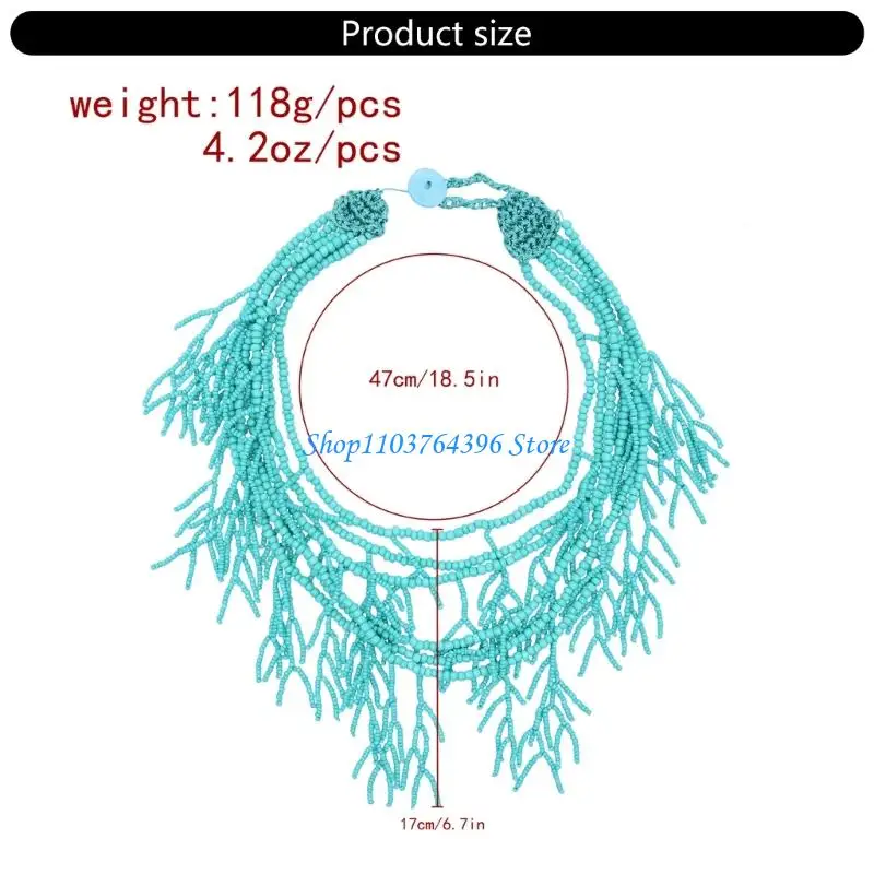 قلادة على شكل سلسلة عنق من الخرز الراتنجي خفيفة الوزن، تصميم متعدد الطبقات، مجوهرات متعددة الاستخدامات، هدية مثالية لها