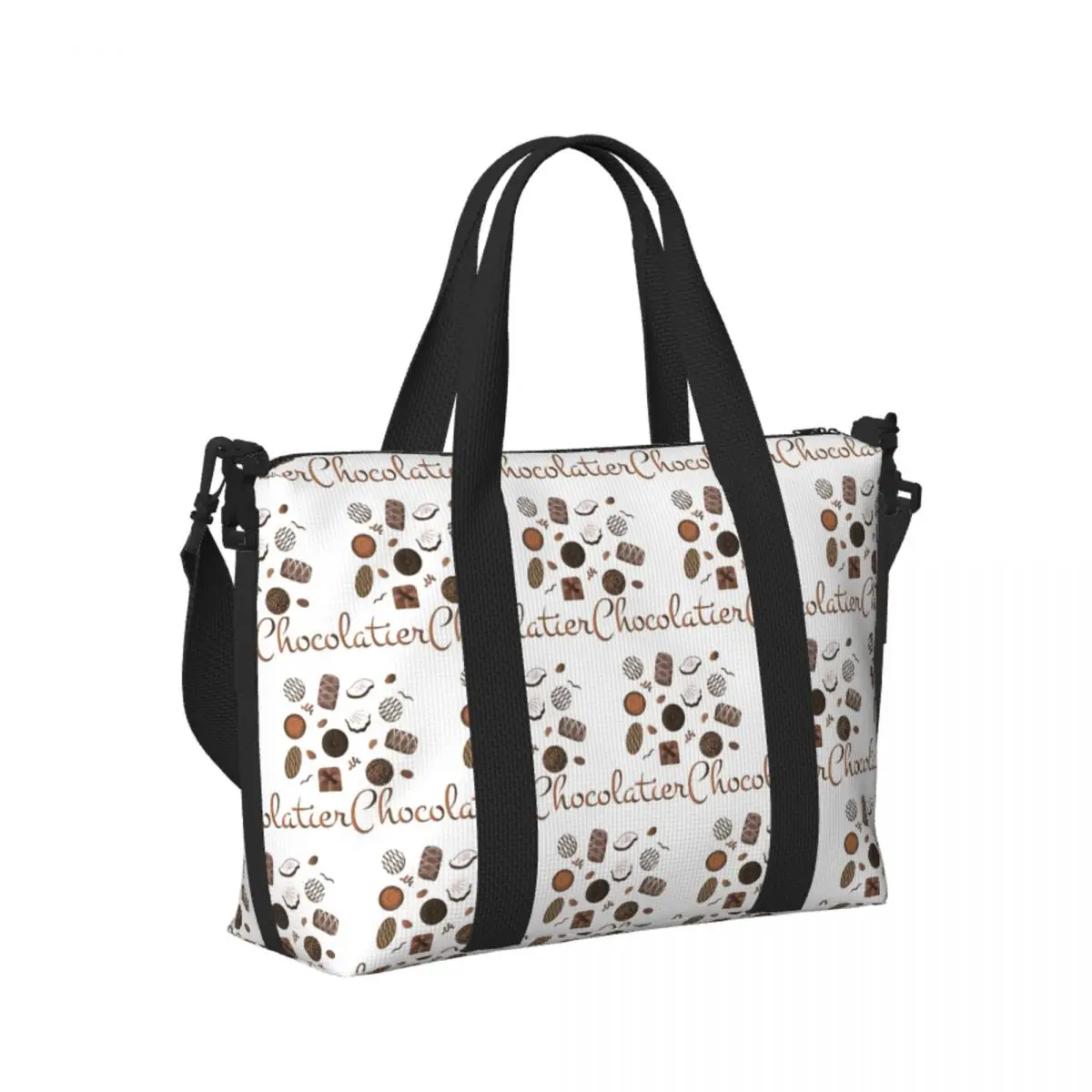 

Custom Chocolatier Chocolate Candies Beach Travel Bag Large Capacity Tote Bags for Gym Yoga Women Shopping Duffle Shoulder Bag