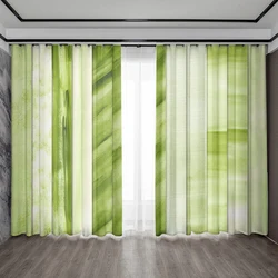 2PC Home Decoration Screen Curtain Green Vertical Stripe Screen Curtain Suitable for Kitchen, Cafe, Living Room, Balcony, Garden
