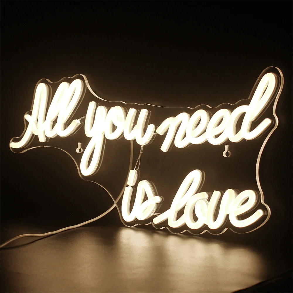 All You Need Is Love Neon Sign LED Lights Wedding Bride Party Bedroom Aesthetic Room Decor One Love Oh Baby Glow Decoration Lamp