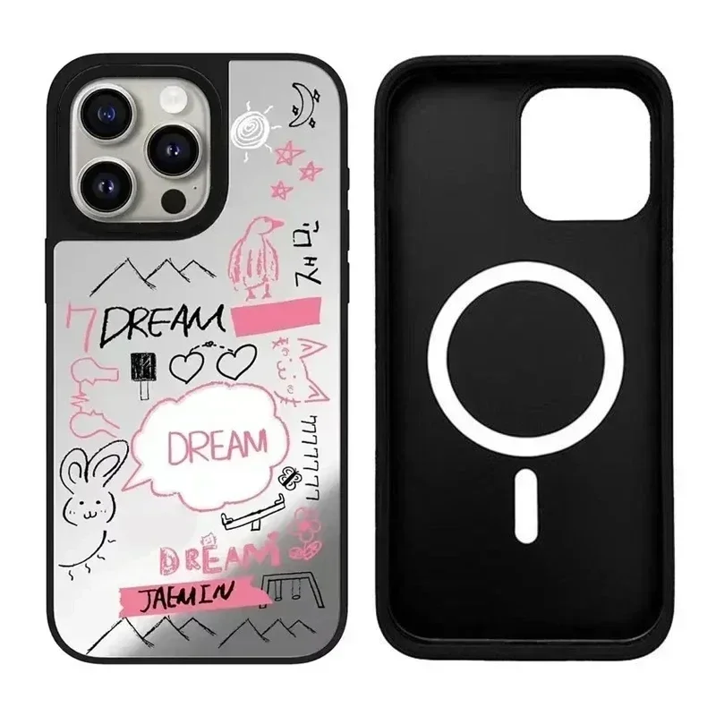 

Kpop Dream Graffiti iPhone 11 12 13 14 15 Pro Max Mirror Surface MagSafe Case Cover Shell