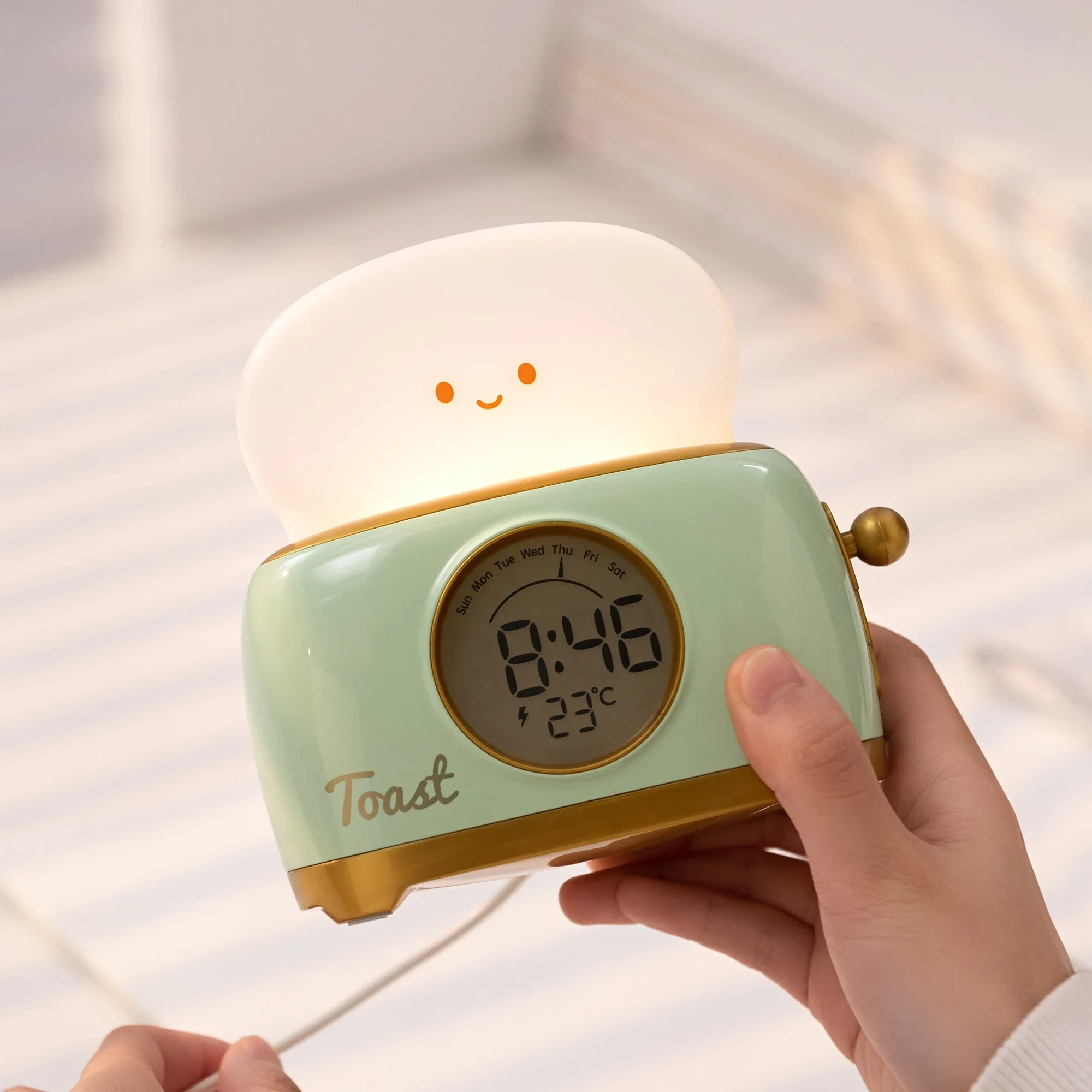 

Night Lights Alarm Clock Wake Up LED Nightlight Creative Bedsides Desk Lamp Indoor Lighting Timing USB Dimmable Light Kids Gifts