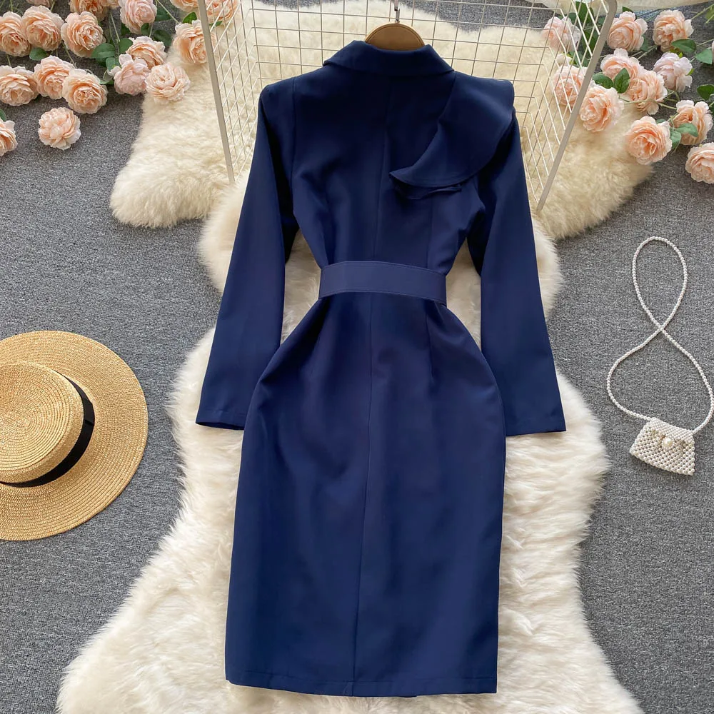 Skirt Light Mature Style Women's 2023 New Autumn and Winter Workplace High End Elegant Style Suit Collar Dress