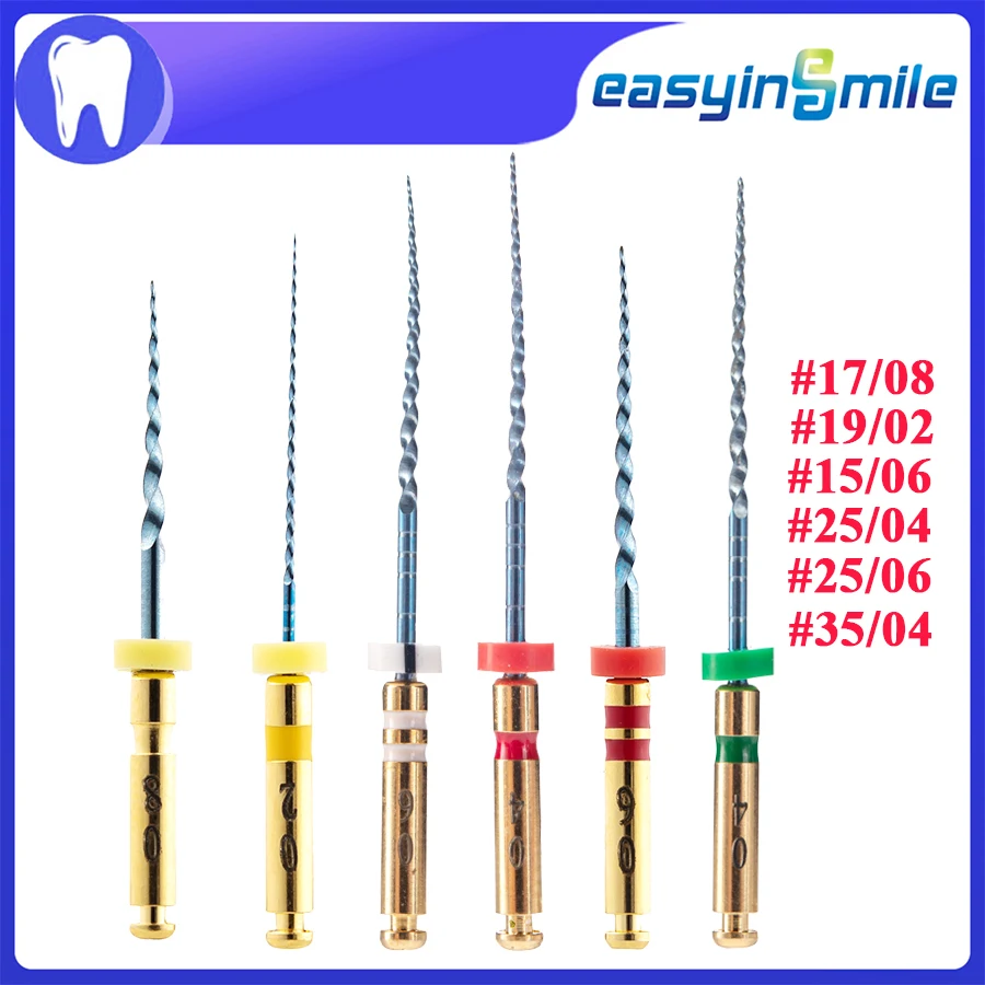 

6Pc Dental Endo Rotary Files Endodontic Niti Files X3-Pro Gold Taper Max 21/25/31MM EASYINSMILE