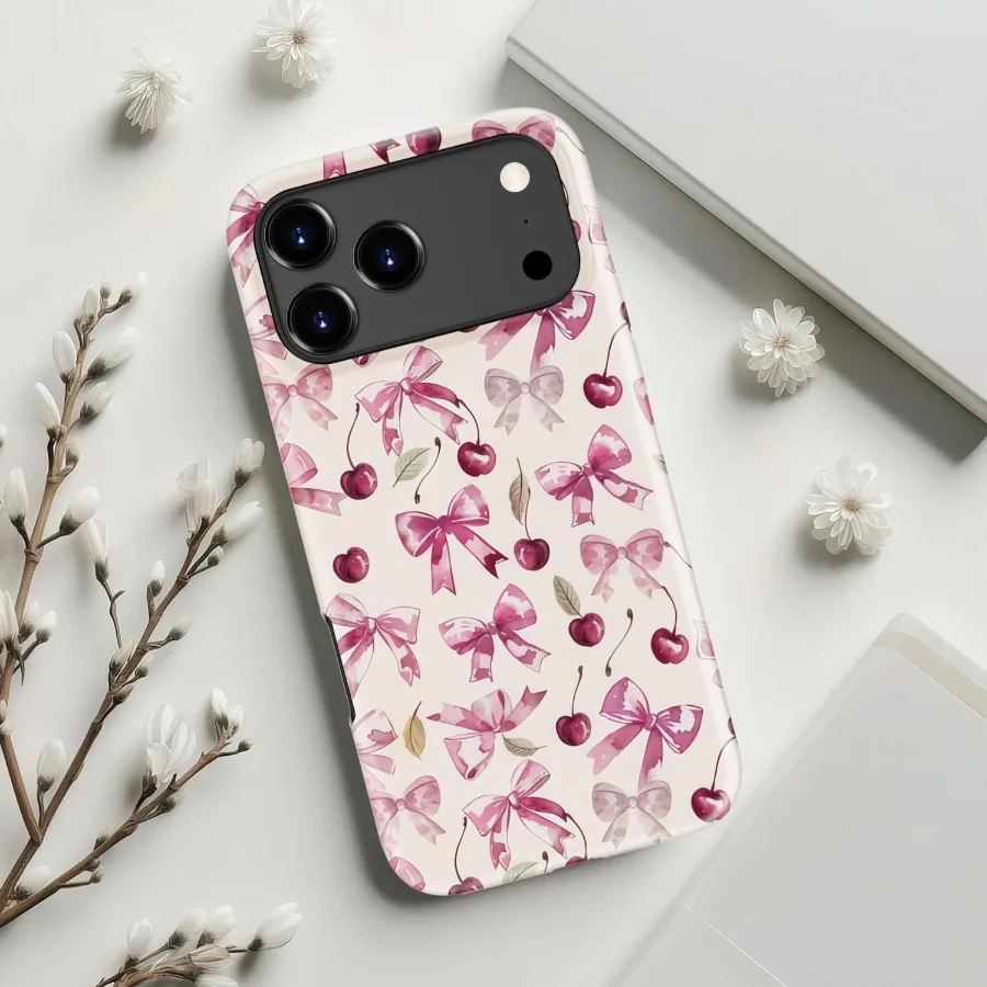 귀여운 미학적 디자인의 아이폰 17 프로 맥스용 보호 케이스 - 무선 충전 호환, 이중 레이어 하드 쉘 및 소프트