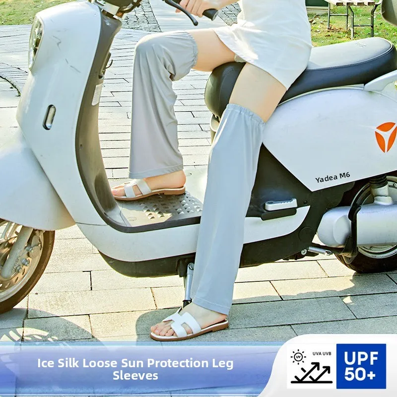 アイスシルク冷感ロングチューブソックスゆったり日焼け防止レッグカバーバイク乗車用uvカットハーフチューブソックス
