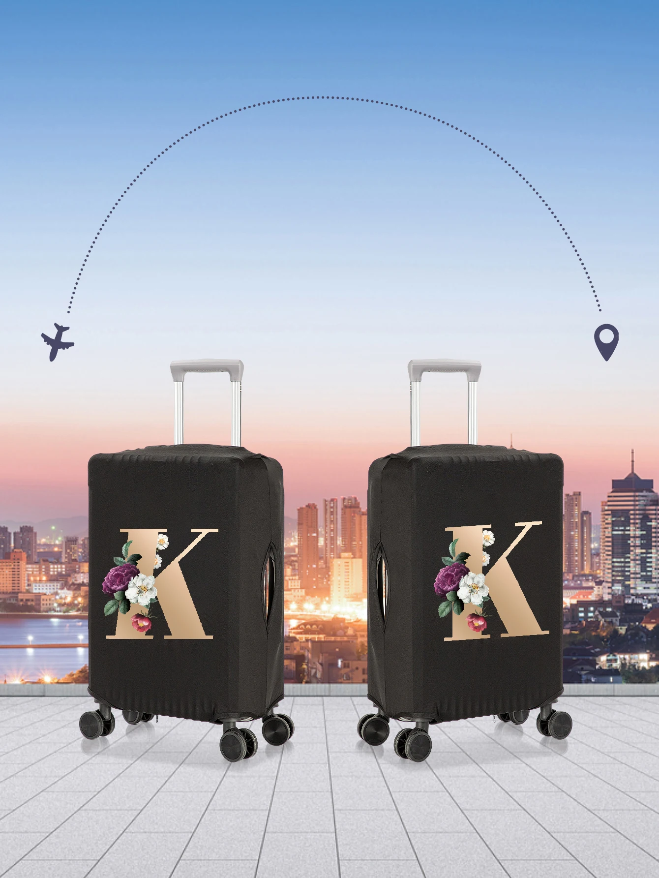 Personalized Printed Travel Spandex Luggage Suitcase Protector Sublimation Luggage Cover