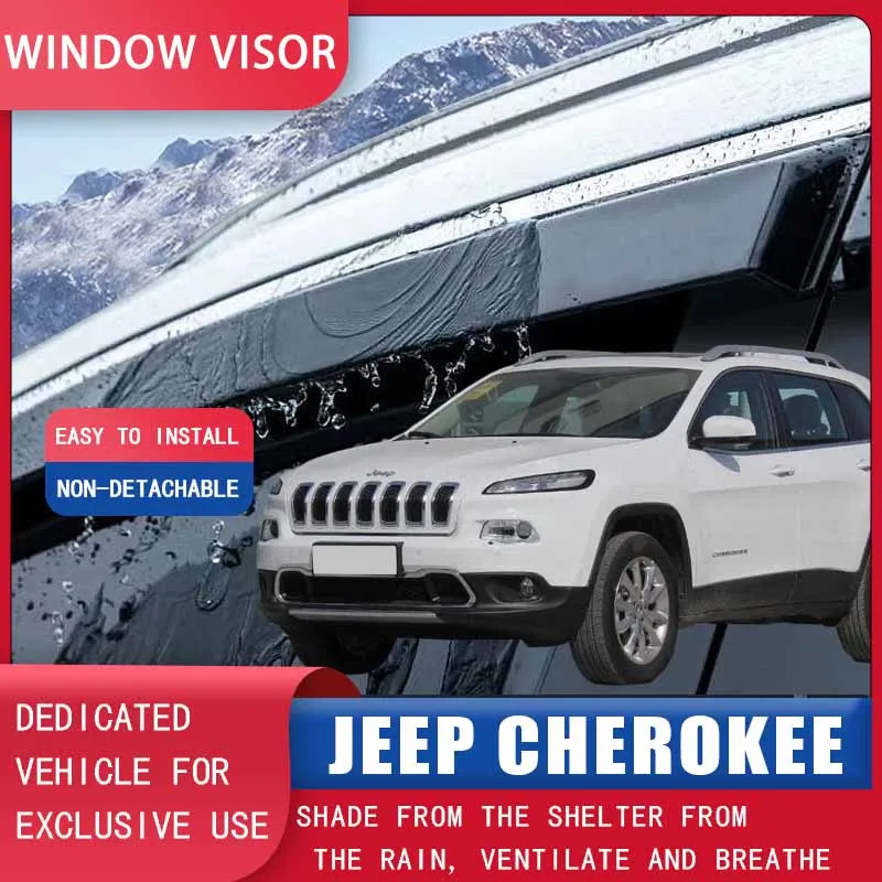 

Специально оснащенные дождевиками для окон Jeep Cherokee, дождевиками для дверей, защитными накладками от дождя, ветровыми дефлекторами.
