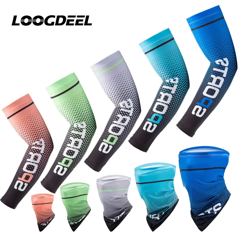 

LOOGDEEL Long Gloves Sun UV Protection Arm Guard Sports Cycling Fishing Bike Ice Silk Cool Arm Sleeves Hand Protector Women Men