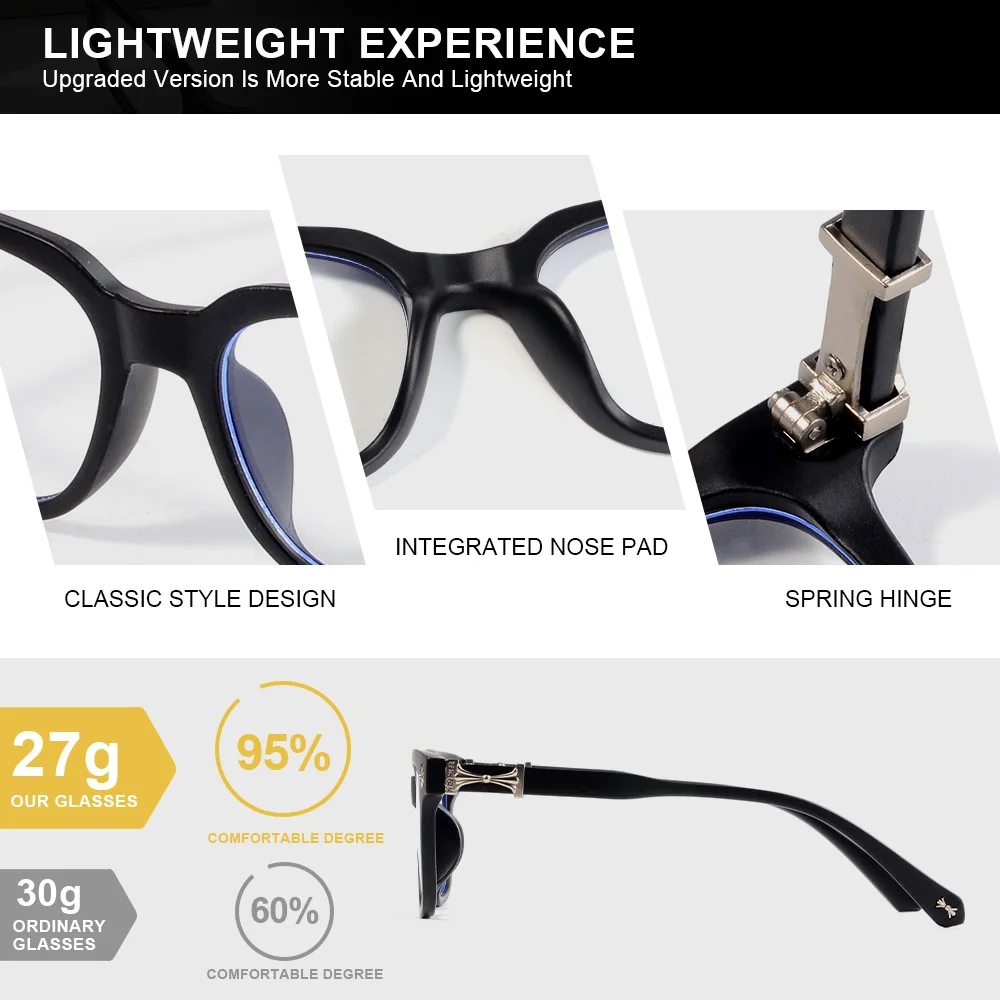 CRIXALIS 10 Stück Anti-Blaulicht-Brille für Damen und Herren, quadratisch, lässig, neutral, für Halloween, Weihnachten, Brille, Computerbrille – Detail 3
