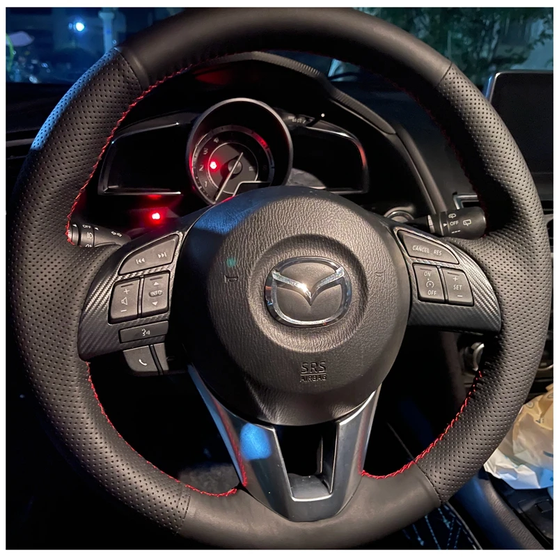 Customized DIY Black Faux Leather Car Accessories Steering Wheel Cover For Mazda 3 Axela Mazda 6 Atenza Mazda2 CX-3 CX3 CX-5 CX5