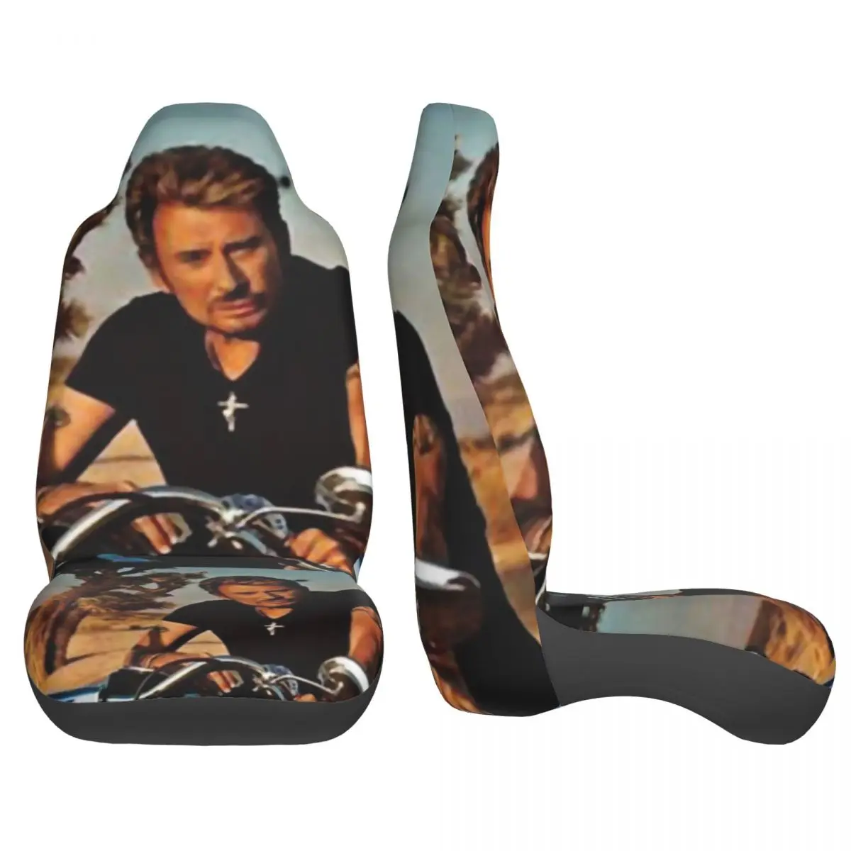 Johnny Hallyday Universal Car Seat Cover Auto Interior Travel Rock Music French Singer Car Seat Covers Polyester Seat Protector