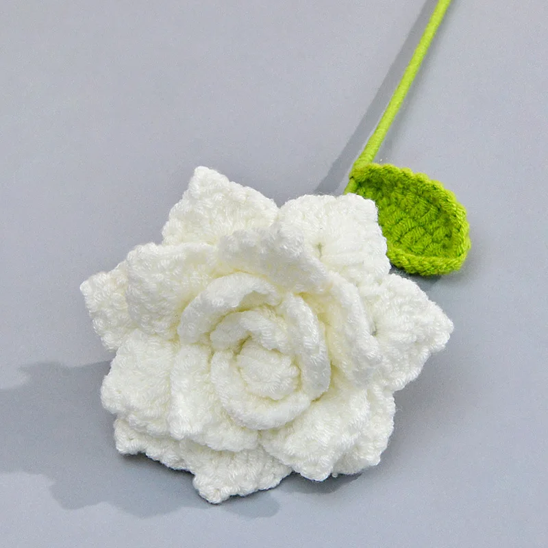 1 x handgefertigte Häkelblumensträuße, gestrickter Rosenstrauß aus Stoff für DIY-Heimdekoration, Geschenk für Frau, Frau, Mutter, Freundin, Liebhaber – Detail 4