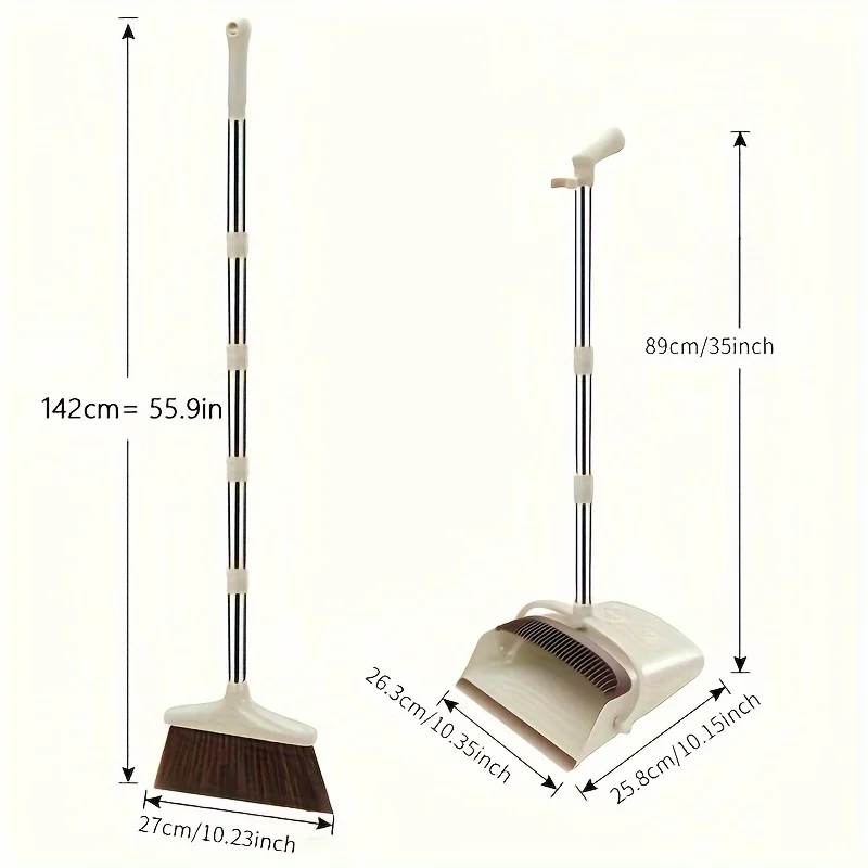 1 Set, Household Broom And Dustpan Set, Durable Sweeping Broom And Dustpan With Long Handle, Creative Dustpan With Comb Tooth,