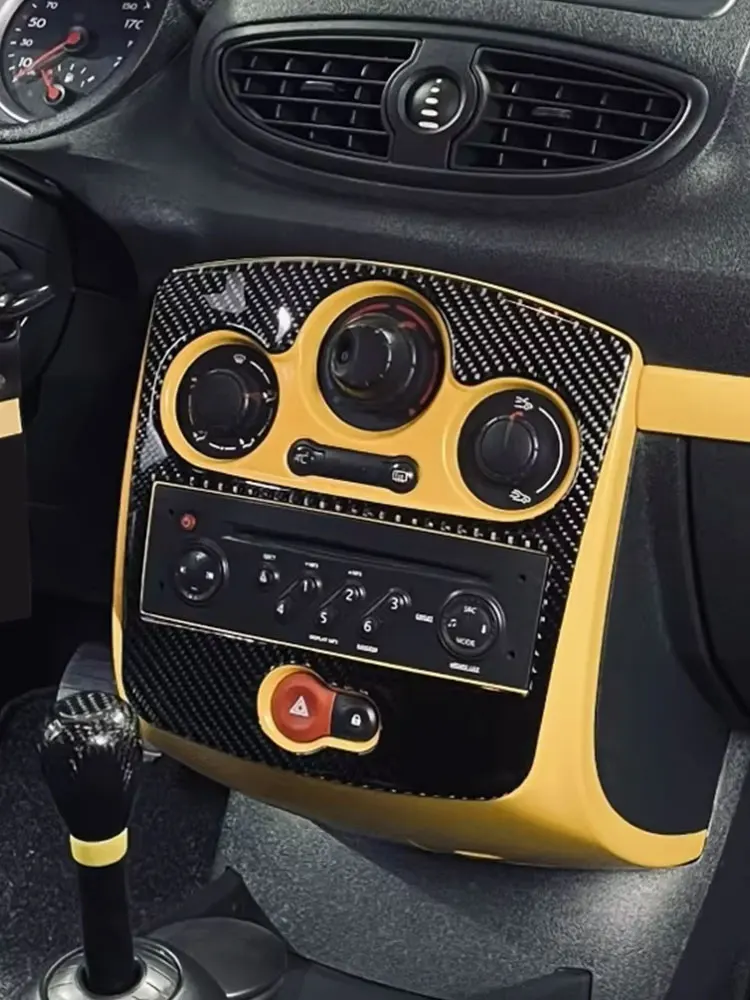 For Renault Clio MK3 2006 2007 2008 2009 2010 2011 2012 Car Soft Carbon Fiber Center Console AC Control Panel Frame Cover Trim